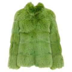 rare EMILIO PUCCI green dyed mink fur stand collar jacket coat IT40 S