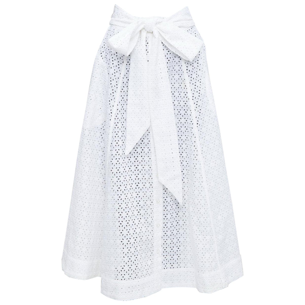 LISA MARIE FERNANDEZ Beach white cotton embroidery anglais button down skirt XS For Sale