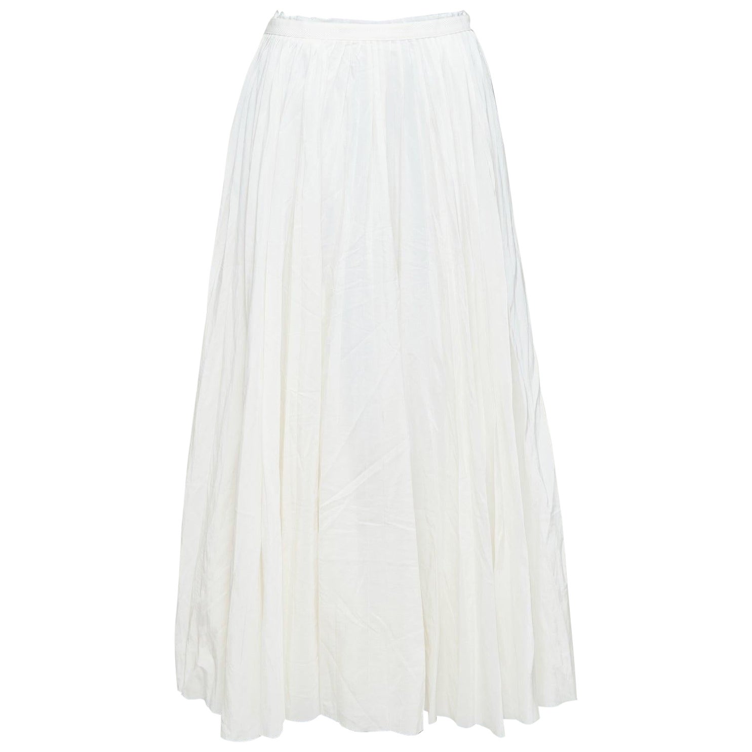 BOY BAND OF OUTSIDER jupe midi plissée en coton de soie blanche taille US0 XS
