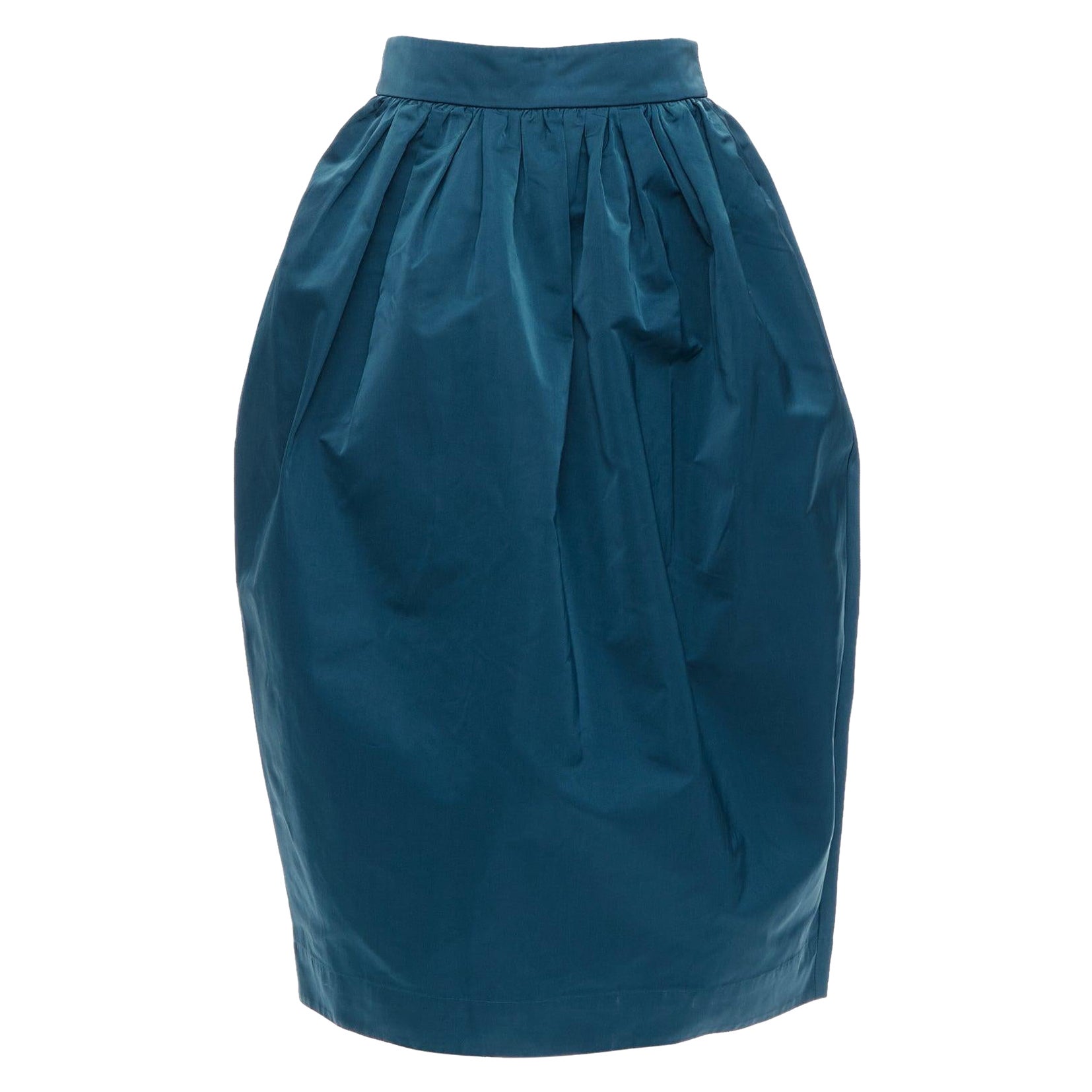 ROCHAS teal blue high waist full bubble midi cocktail skirt IT38 XS For Sale
