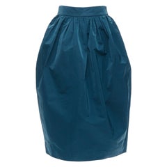 ROCHAS azul turquesa cintura alta falda midi de cóctel IT38 XS