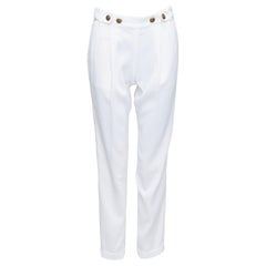 PHILOSOPHY blanco bronce cresta botones plisado pantalones cónicos IT38 XS