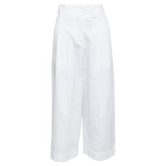 OLD CELINE Phoebe Weiße Baumwollhose mit hoher Taille und spitz zulaufendem Falten FR34 XS