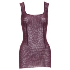 DOLCE GABBANA 1998 Vintage burgundy sheer square neck tank top IT42 M