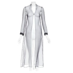 GIORGIO ARMANI Cappotto lungo vintage in 100% seta velata IT36 XXS