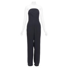 REFORMATION Lela black viscose blend strapless wide leg jumpsuit US2 S