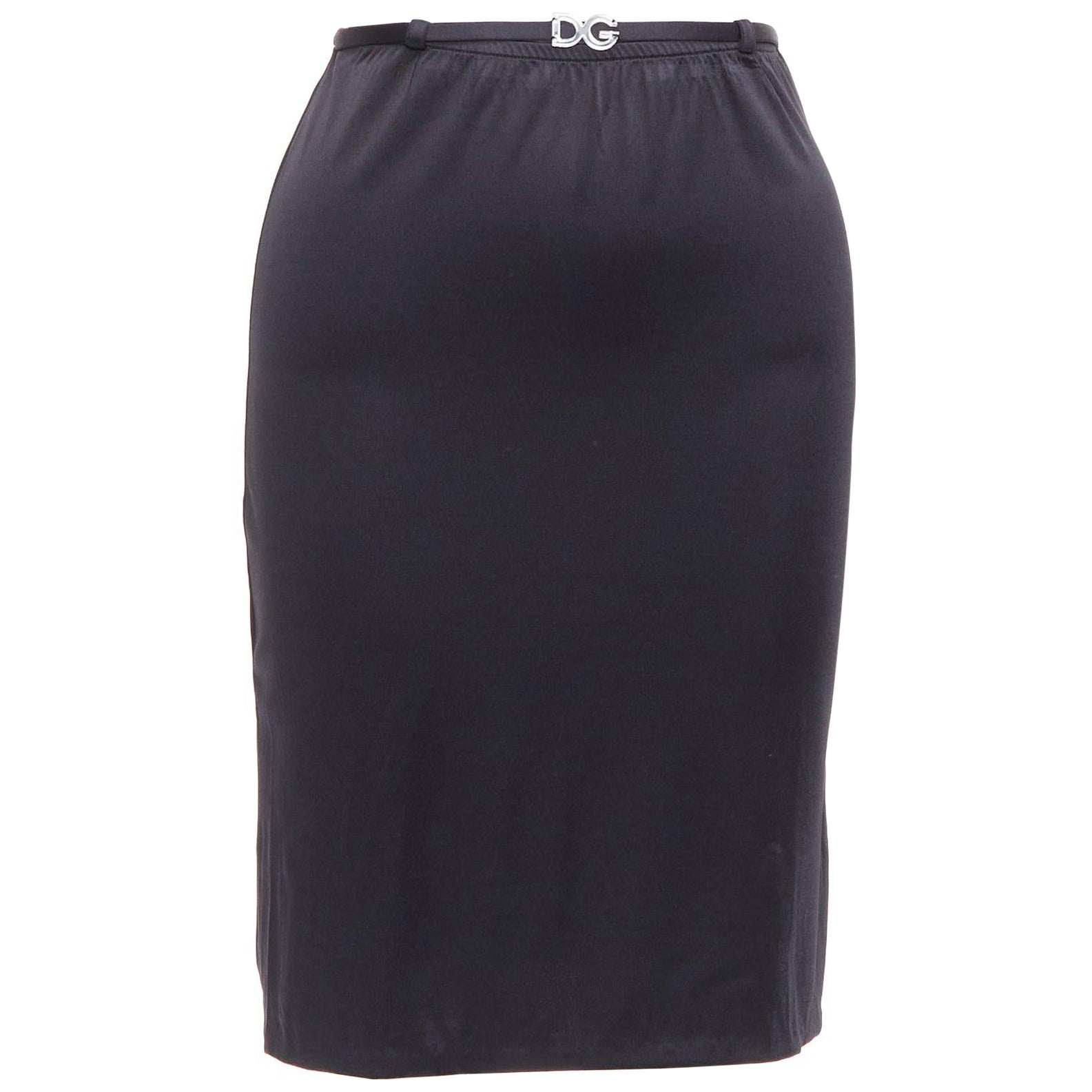 DOLCE GABBANA MARE Gonna vintage nera trasparente con logo DG in resina IT40 S