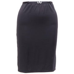 DOLCE GABBANA MARE Vintage Schwarzer Logorock aus klarem DG Harz IT40 S