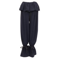 LOEWE Runway Rushed navy black ruffle peplum cuffed ballon pants FR36 S