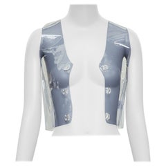 RAF SIMONS 2021 gilet in PVC nero con fiocco e bottoni a pressione FR34 XS