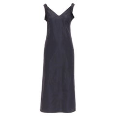 MIU MIU FW98 Vintage black silk blend ruffle strap V back dress IT38 XS