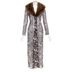 DOLCE GABBANA 1997 Vintage Runway fur collar oriental floral embroidery coat