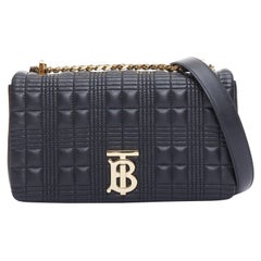 BURBERRY Lola black quilted leather gold TB logo crossbody bag