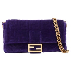 FENDI Baguette Viola Plus Vellto FF embossed purple velvet crossbody bag