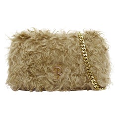 BURBERRY Lola Mohair Limited Edition lamb shearling gold TB crossbody bag