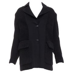 DIOR 100% cashmere black teddy textured pocketed coat FR34 XS
