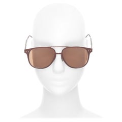 Bottega Veneta BV0212S occhiali da sole aviatore in alluminio con logo marrone