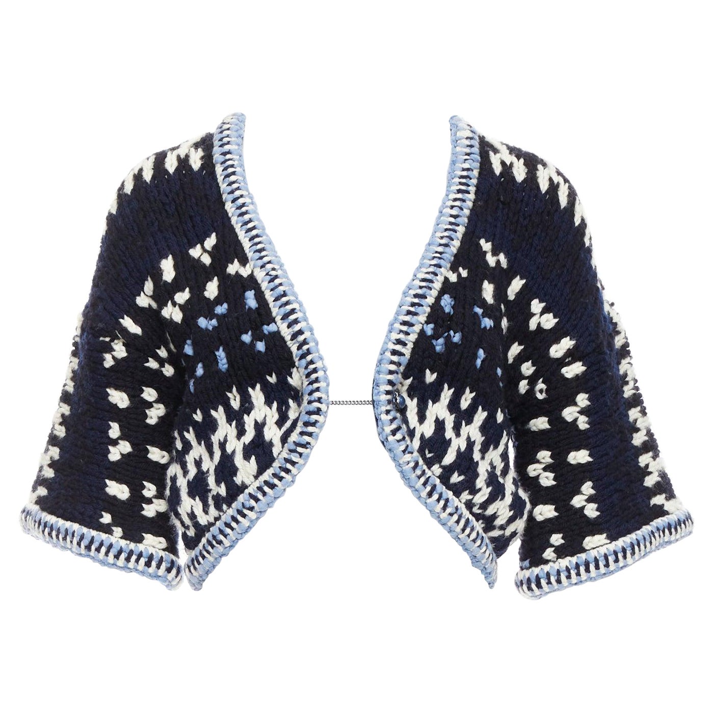 CHANEL navy white black wool braid trim cropped cardigan FR36 S For Sale