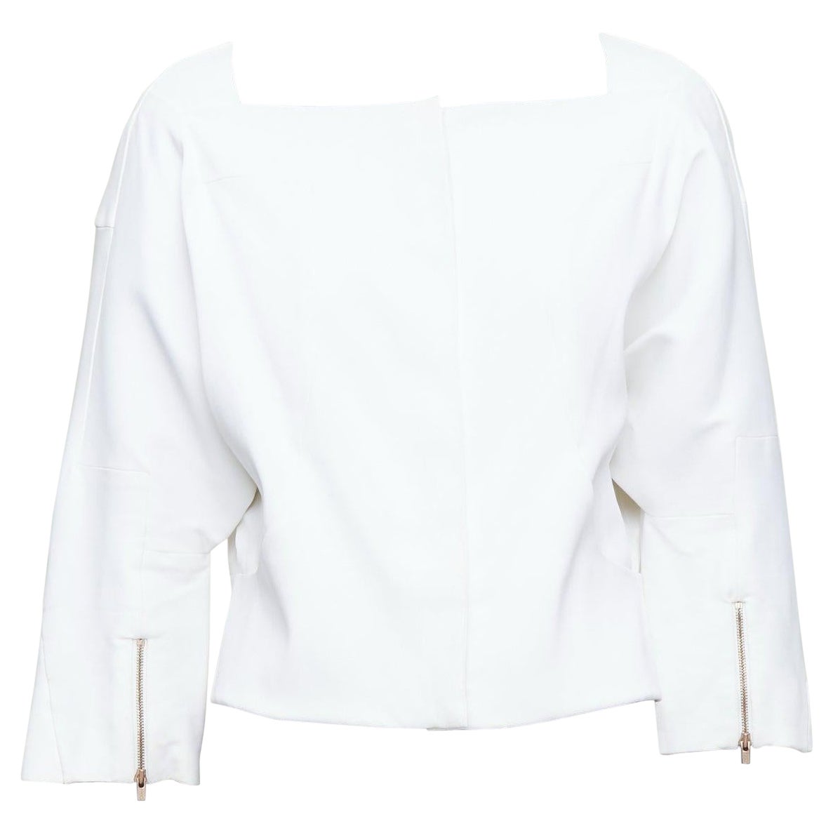 CHLOE white cotton batwing square collar zip cuff crop jacket FR36 S For Sale