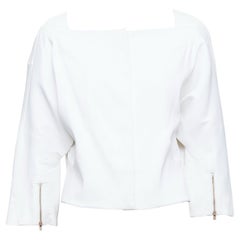 CHLOE white cotton batwing square collar zip cuff crop jacket FR36 S
