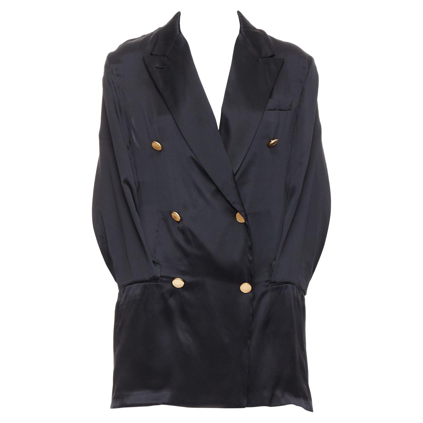 raro MAISON MARTIN MARGIELA 2012 Pasarela vestido blazer negro con mangas remetidas IT36 en venta