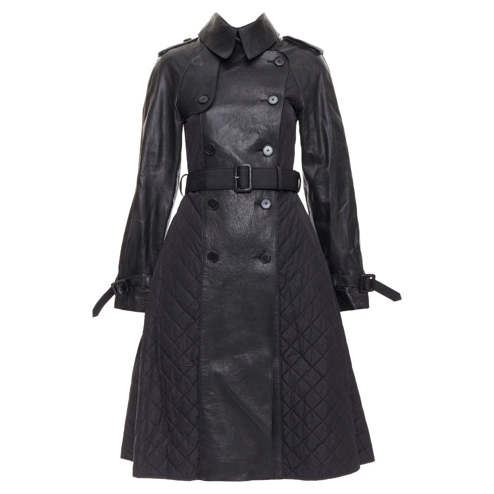 JEAN PAUL GAULTIER Vintage faux leather reversed quilted trench coat IT38 XS For Sale
