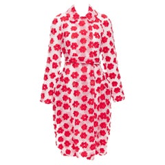 SIMONE ROCHA Abrigo rojo rosa de algodón con bordado floral UK6 XS
