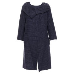 ROLAND MOURET navy cotton blend tweed collar structural coat UK12 L