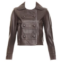 CHLOE Vintage brown lambskin leather military cropped jacket FR36 XS