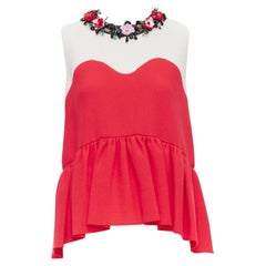 Chaleco con cuello peplum y adornos florales MSGM rojo nude IT42 M