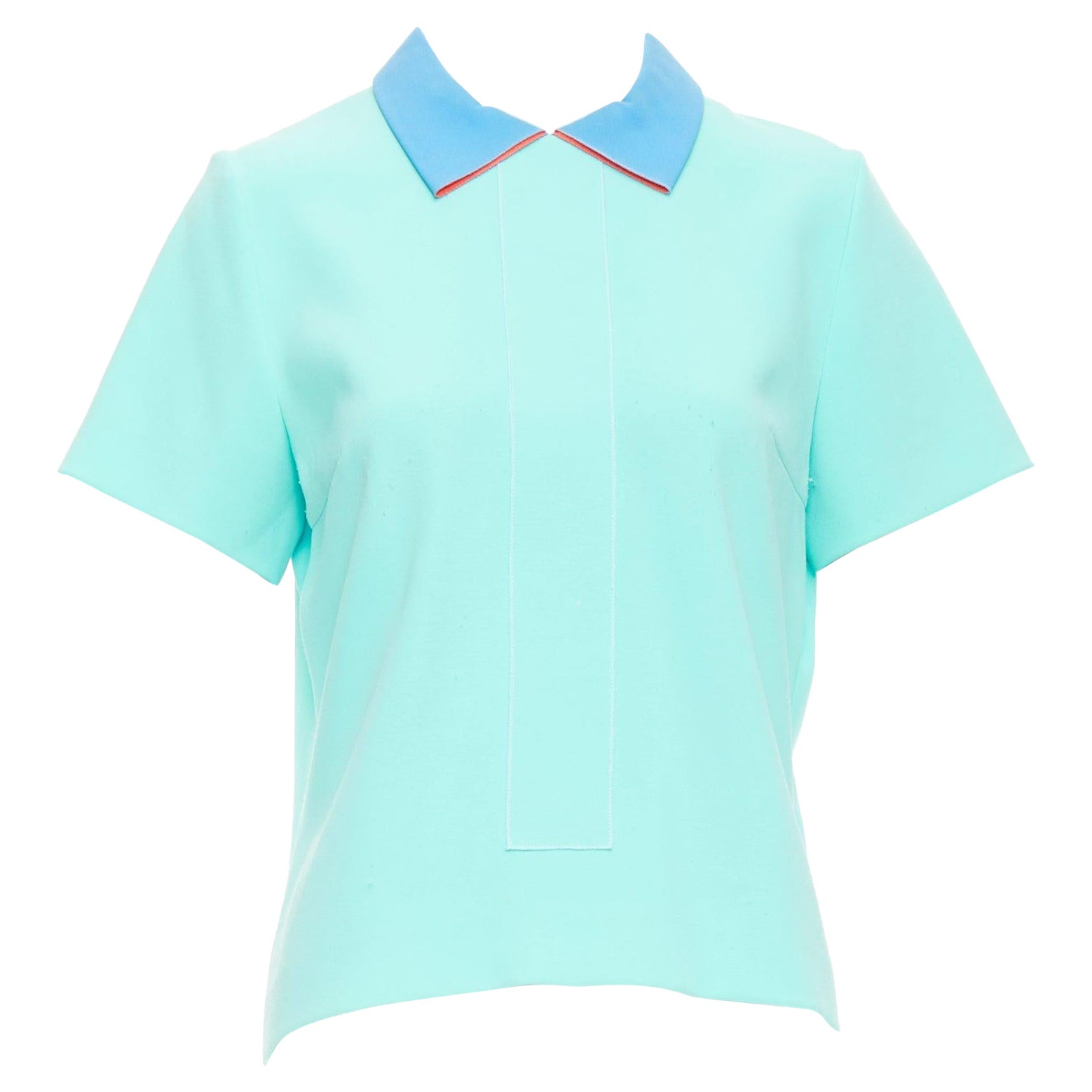 ROKSANDA light blue colorblock darted short sleeve shirt UK10 M For Sale