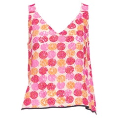 MARNI 2012 rosa arancione stampa a pois in pizzo con scollo a V profondo IT40 S.I.I.I.S.