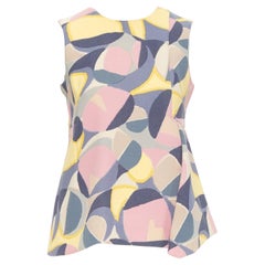 MARNI top peplum asimétrico con estampado abstracto multicolor pastel IT38 XS