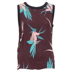 Marni canotta marrone verde rosa in cotone misto tropicale floreale IT40 S