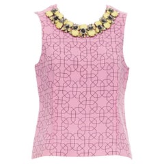 Marni gilet con collo gioiello in lana vergine rosa giallo IT40 S
