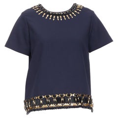 MANISH ARORA top in oro navy lavorato a mano in 3D IT38 M