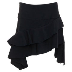 BALENCIAGA 2012 Pasarela falda negra con volantes estructurados FR40 L