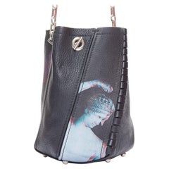Proenza Schouler 2017 borsa a secchiello in pelle nera con stampa statuaria