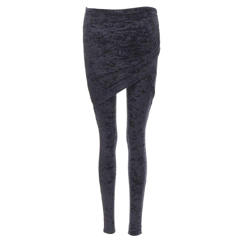 BALENCIAGA Demna 2019 black crushed velvet draped front legging FR34 XS For Sale