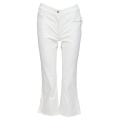 CHRISTIAN DIOR John Galliano Y2K crystal 3D petal cropped flare jeans