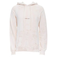 SAINT LAURENT 2018 Cremefarbener gewaschener Krawatte Ye distressed Logo Hoodie S