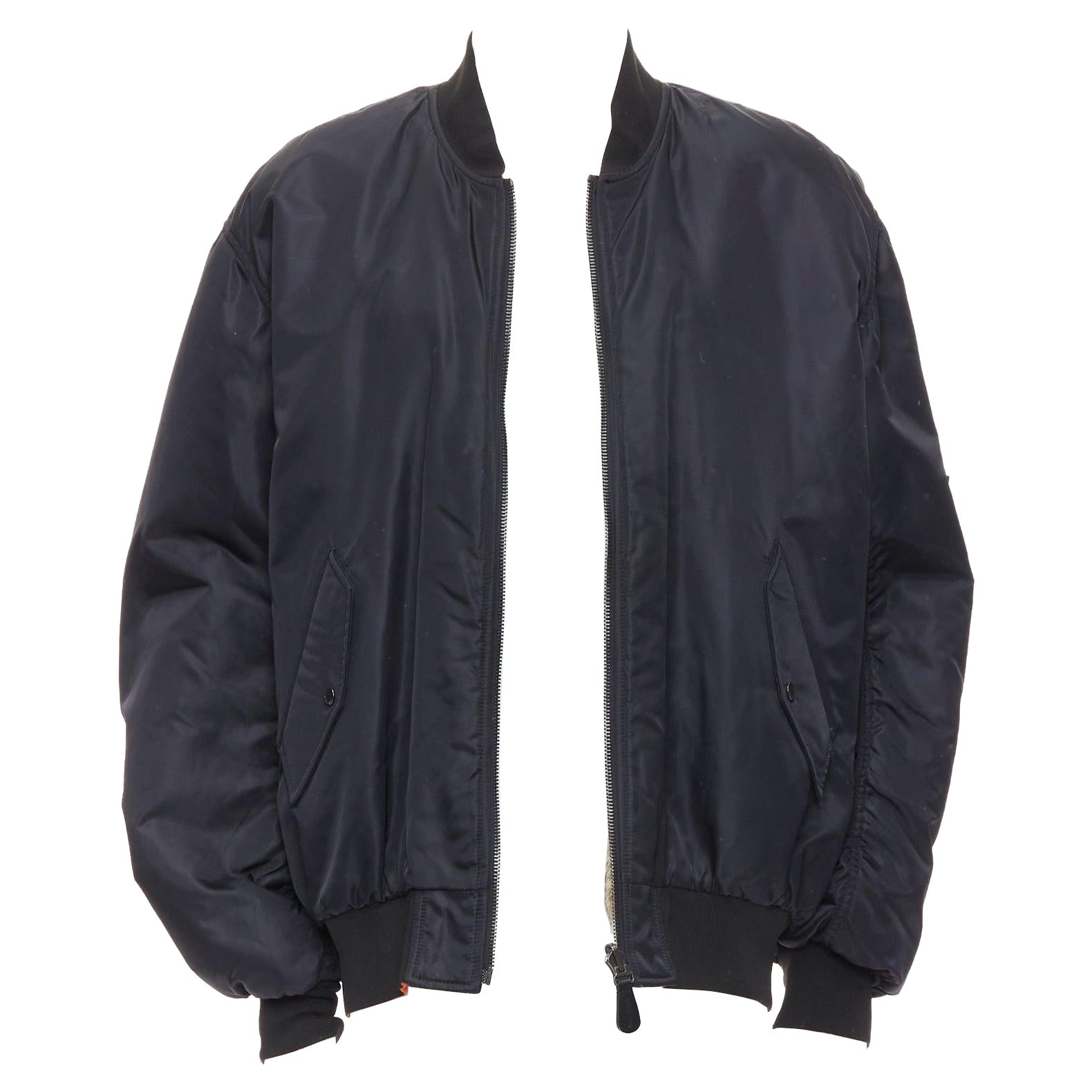 YVES SALOMON HOMME Chaqueta bomber oversize forrada de piel auténtica marrón FR46 S en venta