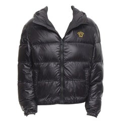 VERSACE gold Medusa badge black goose down duvet puffer jacket IT48 M