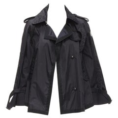 MONCLER Yukiko Giubbotto nero con bottoni a pressione, giacca a vento poncho Sz.0 XS