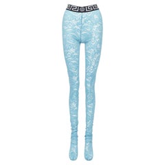VERSACE Underwear Medusa Greca tailleur bande de dentelle florale bleue L
