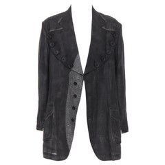 YOHJI YAMAMOTO 2022 Runway blazer gris à carreaux en lin imprimé dégradé JP2 M