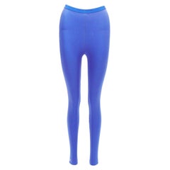 CHANEL cobalt blue crystal CC logo coco waistband leggings FR34 XS