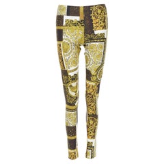Versace Barocco imprimé noir or marron legging stretch IT40 S