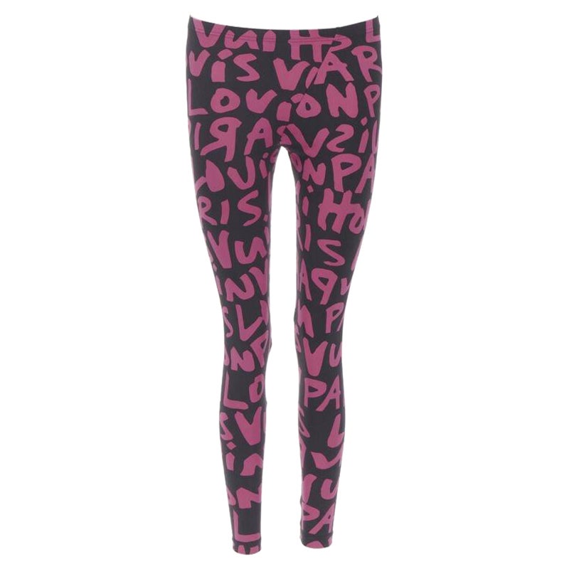 rare LOUIS VUITTON Stephen Sprouse Iconic Graffiti black neon pink legging XS