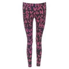 raro LOUIS VUITTON Stephen Sprouse Iconic Graffiti negro rosa neón legging XS